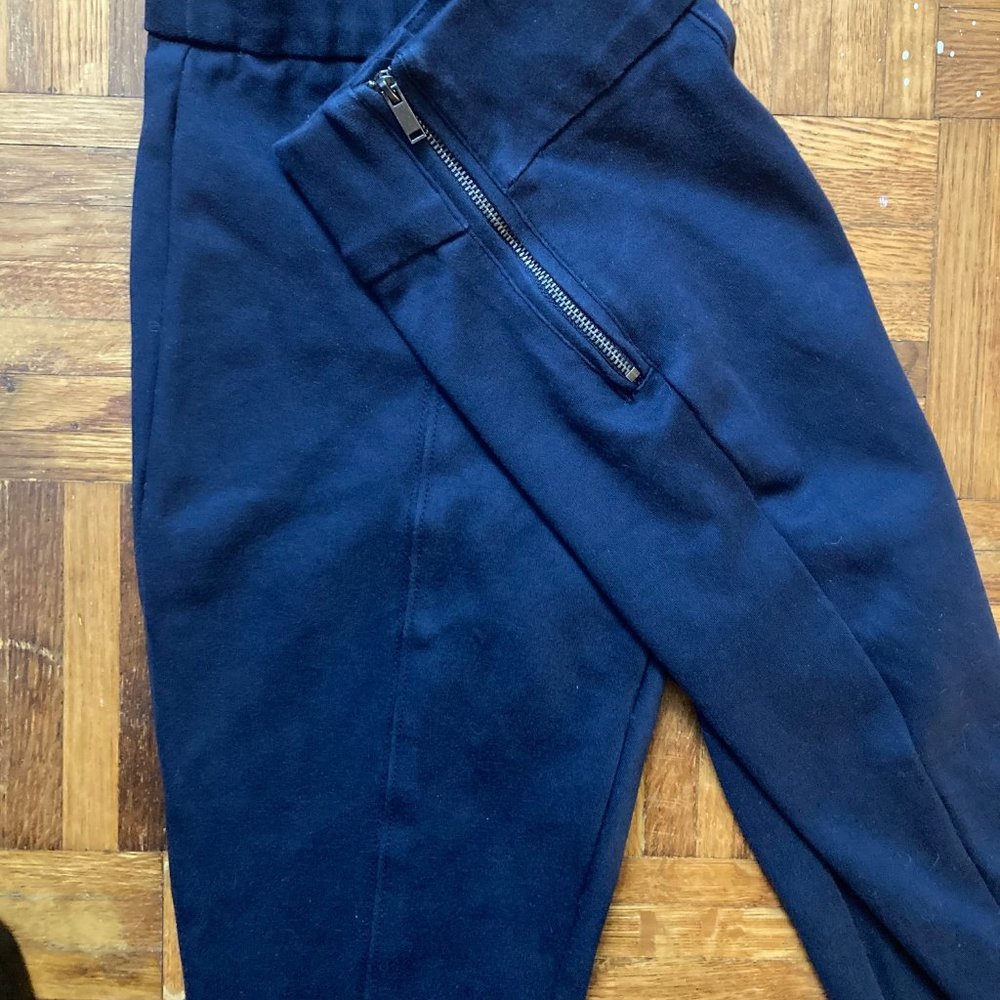 Navy Blue GAP Cotton Blend Side Zip Cropped Leggings Size Small Petite